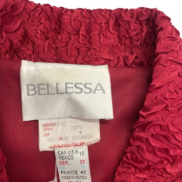 Vintage Bellessa Jacket Women's Size 10 Red Textured Zip - Picture 3 of 3
